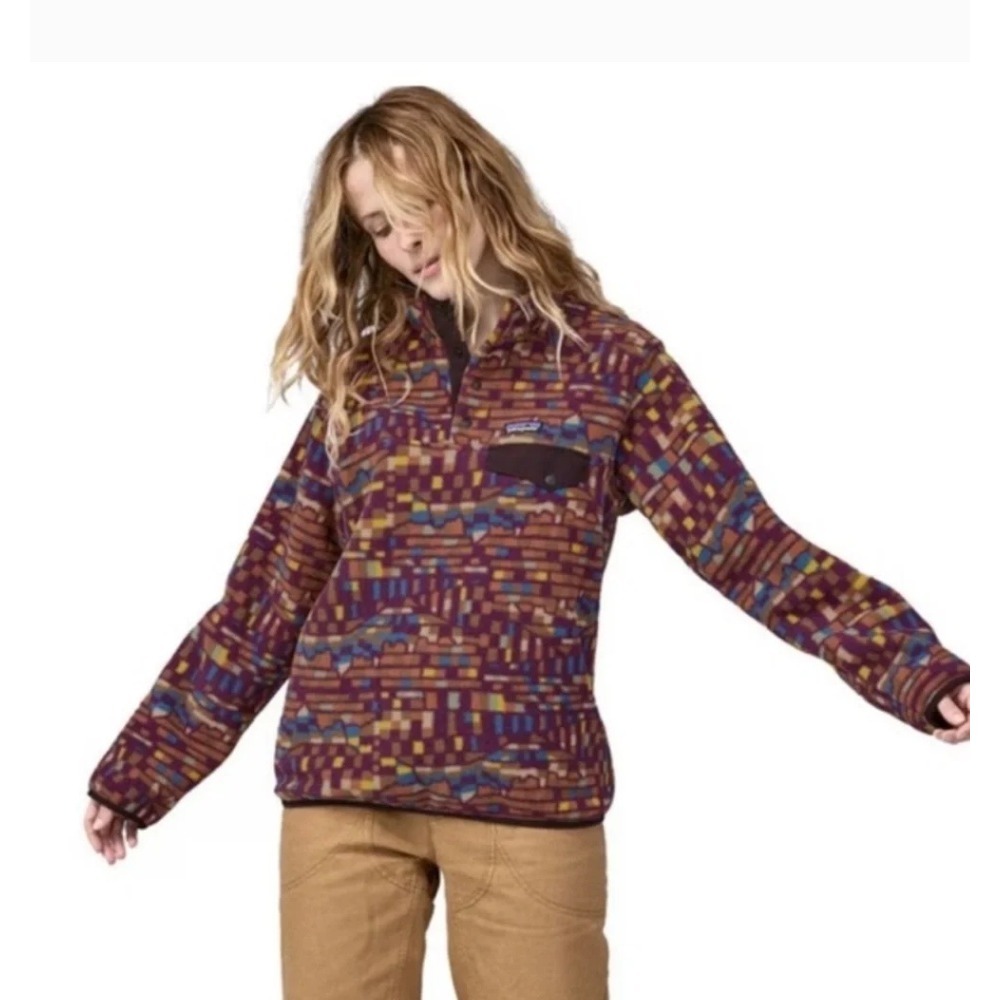 Patagonia Lightweight Synchilla Snap-T Fleece Fitz Roy Patchwork Night Plum XS